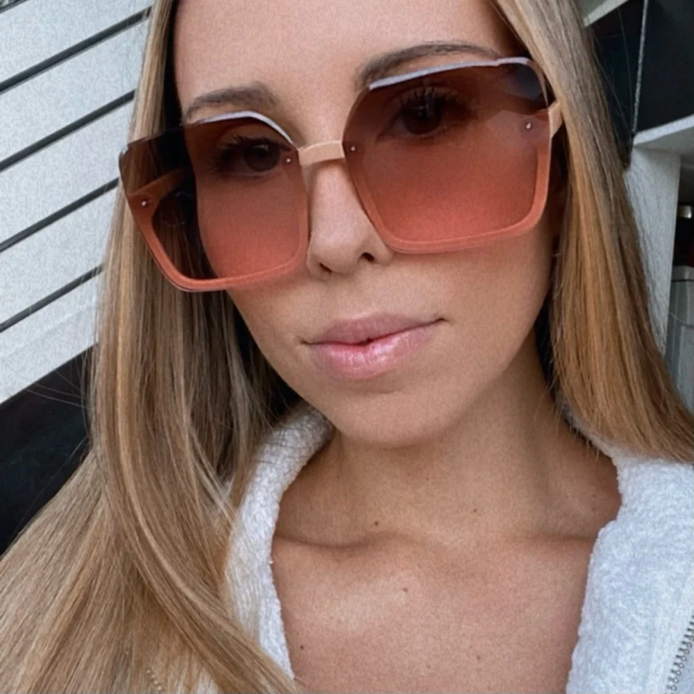 Square Half Frame Gradient Sunglasses - Picture 2 of 2